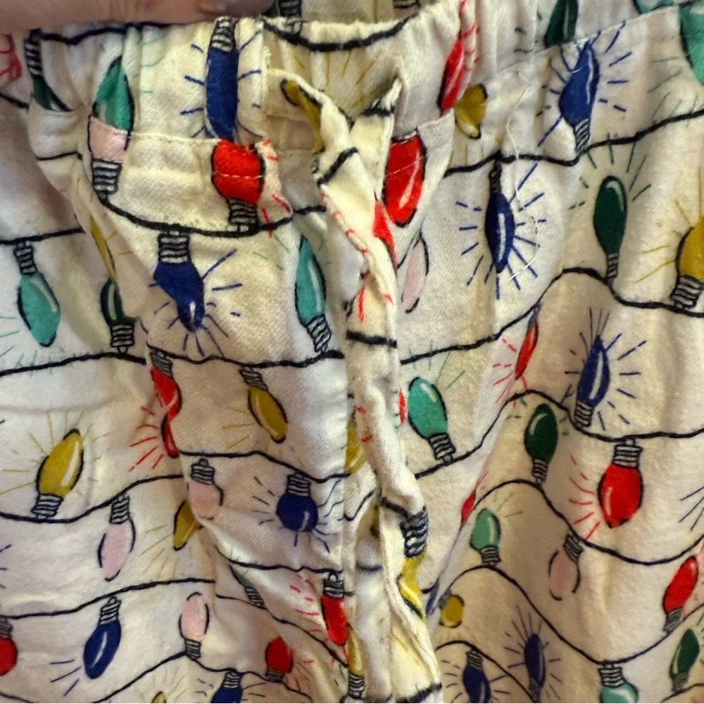 Hanna Andersson Adult Holiday Christmas Light Flannel Pajamas Sz L - Picture 7 of 13